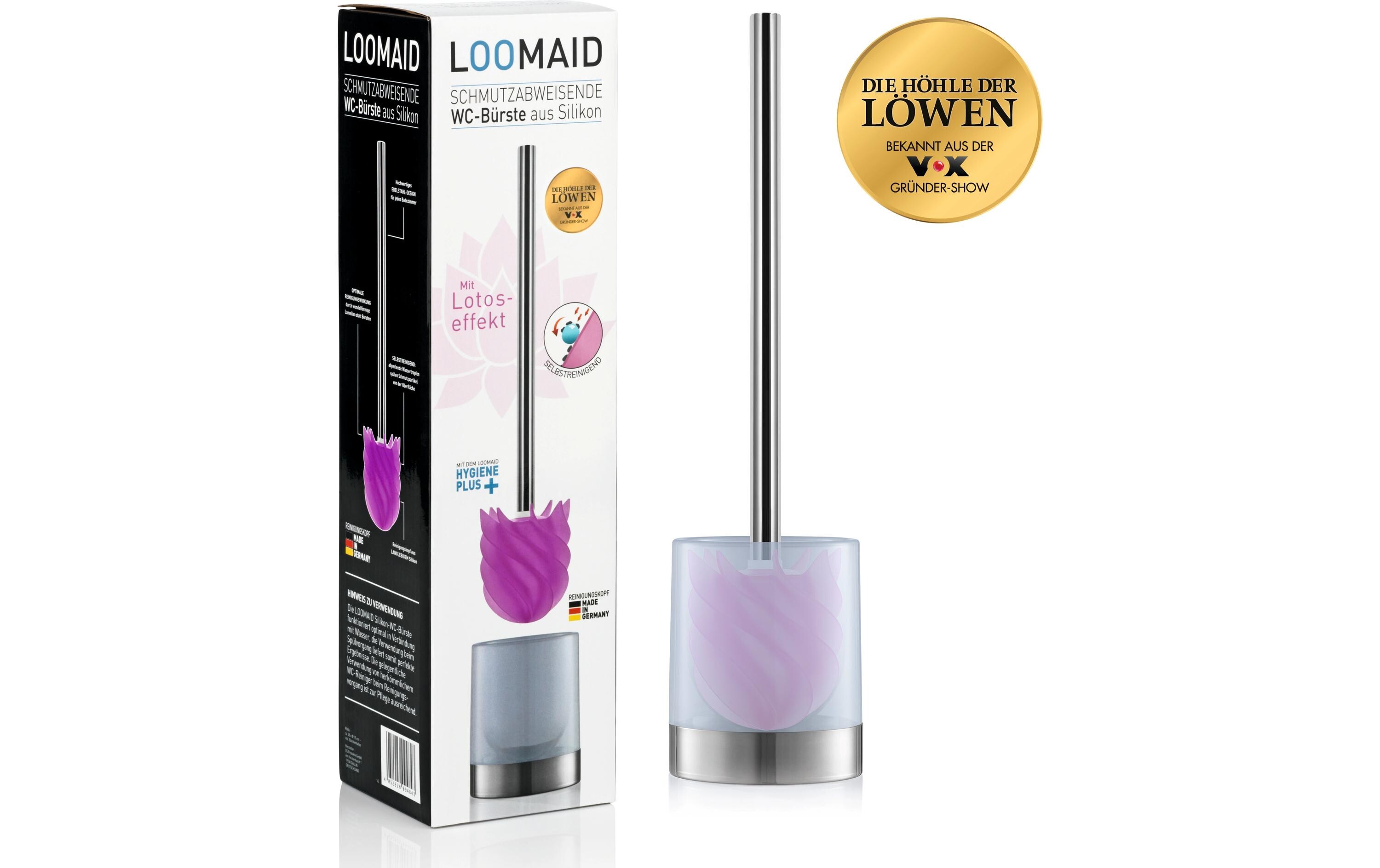 Toilettenbürste LOOMAID aus Silikon, Pink, schmutzabweisendSilikon WC-Bürste
