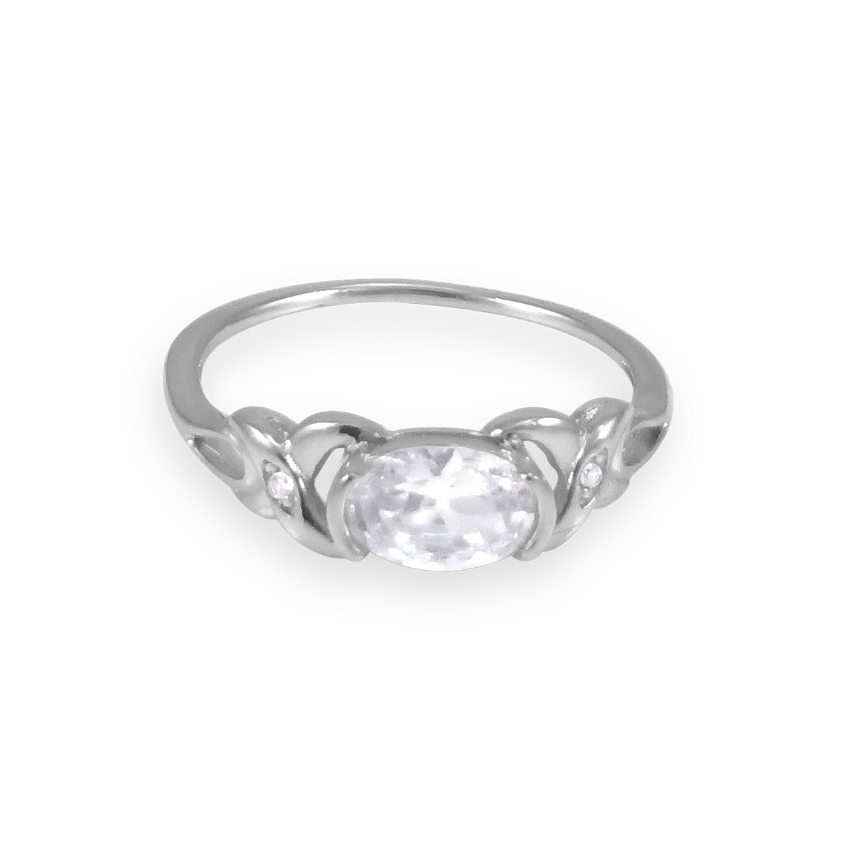 Bague en argent 925 rhodié avec oxydes de zirconium