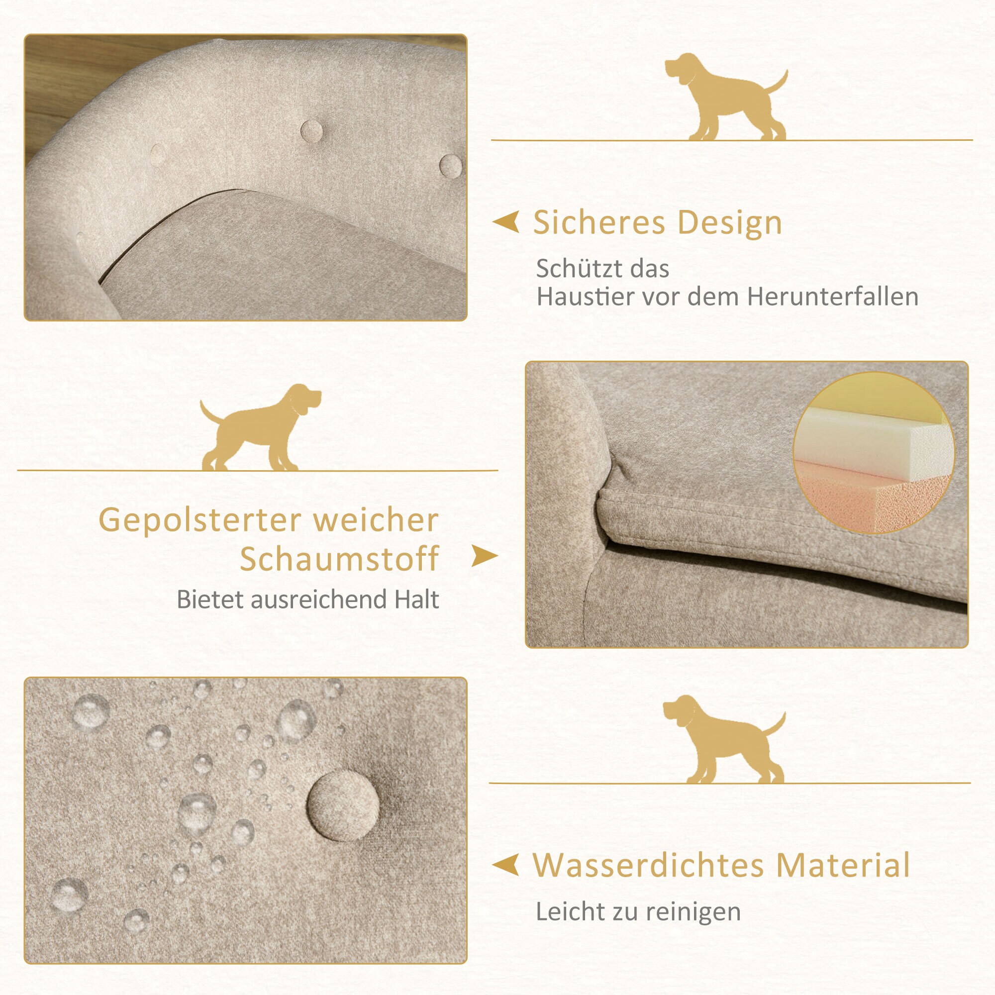 PawHut Hundebett mit Kissen 70B x 47T x 30H cm