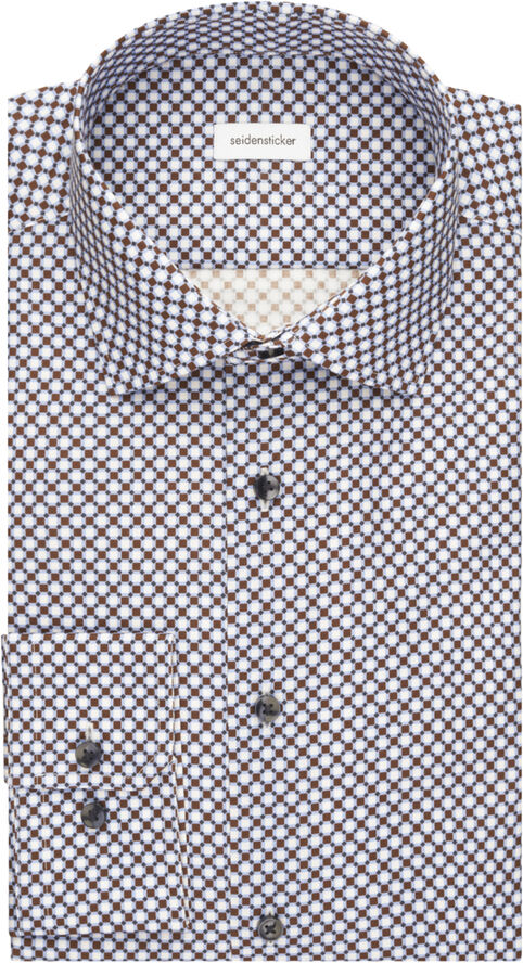 Seidensticker Business Shirt Slim Long sleeve Kent-Collar Print Brown