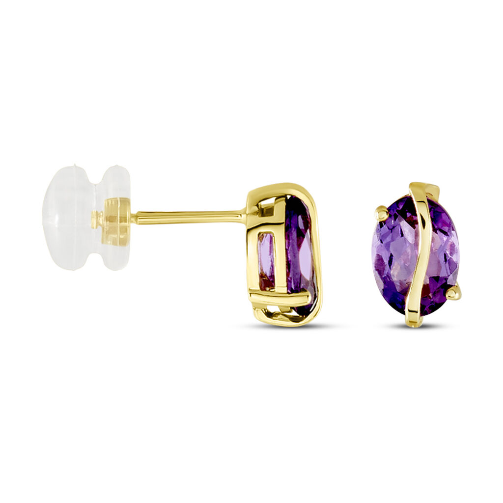 Boucles D'oreilles Puces Or Jaune Prudencia Améthystes