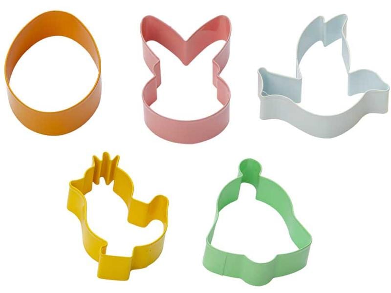 Decora Guetzli-Ausstecher Ausstechformen Set Ostern - 5 Stk Edelstahlausstecher in 5 verschiedenen Farben und Motiven