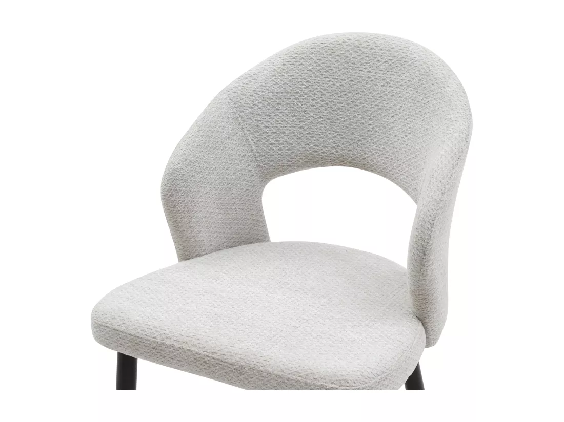 Lot de 6 chaises en tissu et métal noir - Gris - NIYAMA