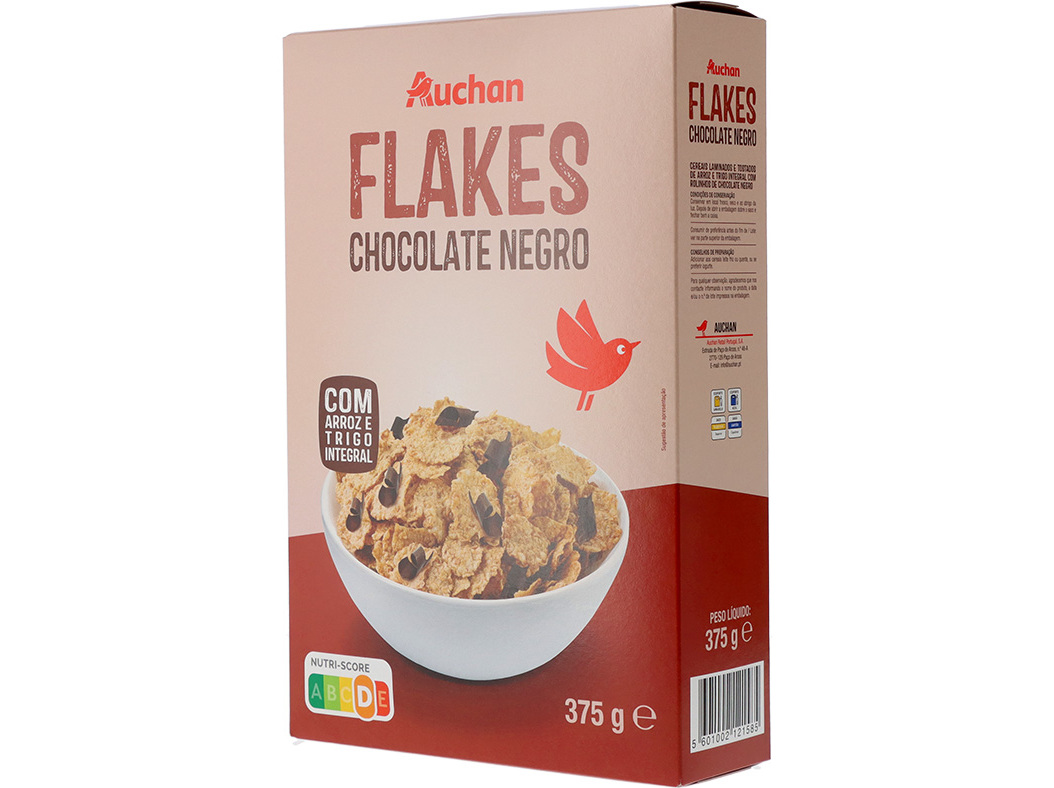 CEREAIS FLAKES AUCHAN COM CHOCOLATE NEGRO 375G