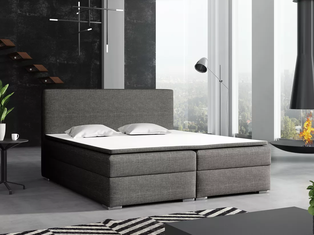 LIT BOXSPRING avec surmatelas Soler 180x200 cm, Lux 06 (Gris)