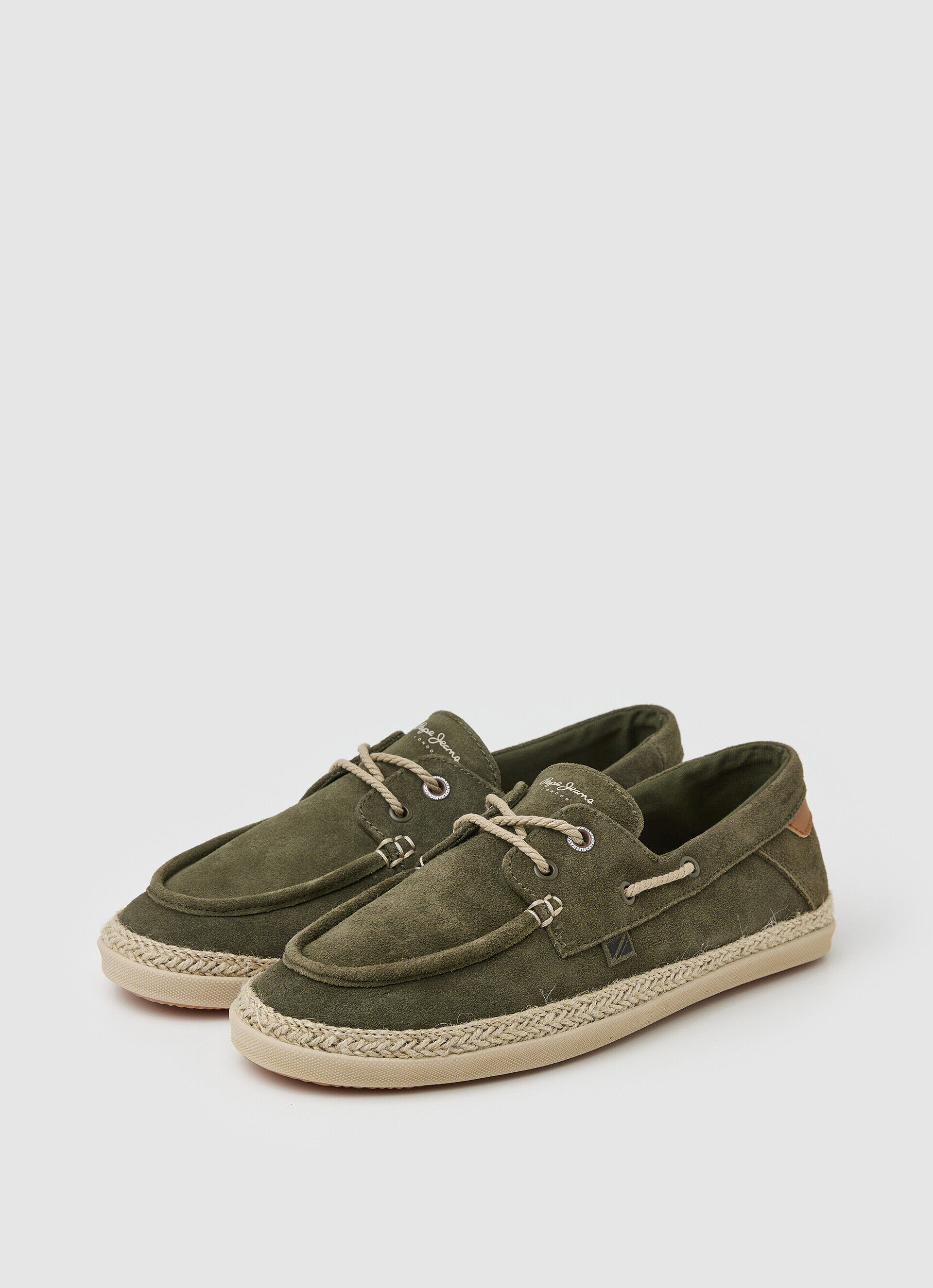 Sapatos náuticos de camurça - verde cáqui