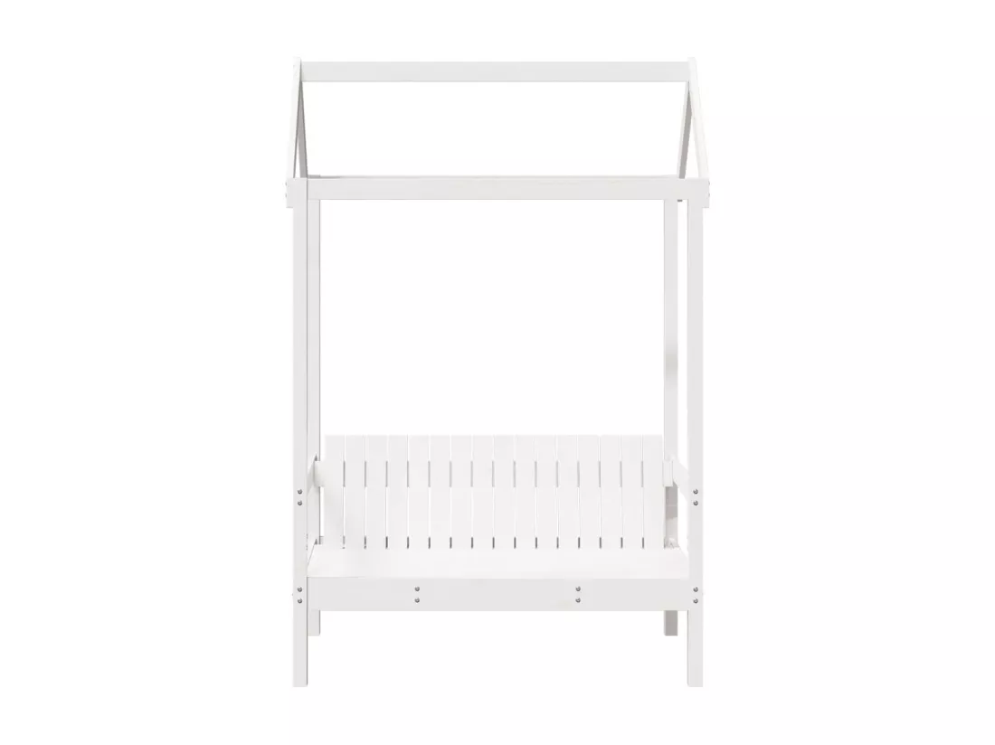 Banc avec toit blanc 117,5x70x176,5 cm bois de pin massif