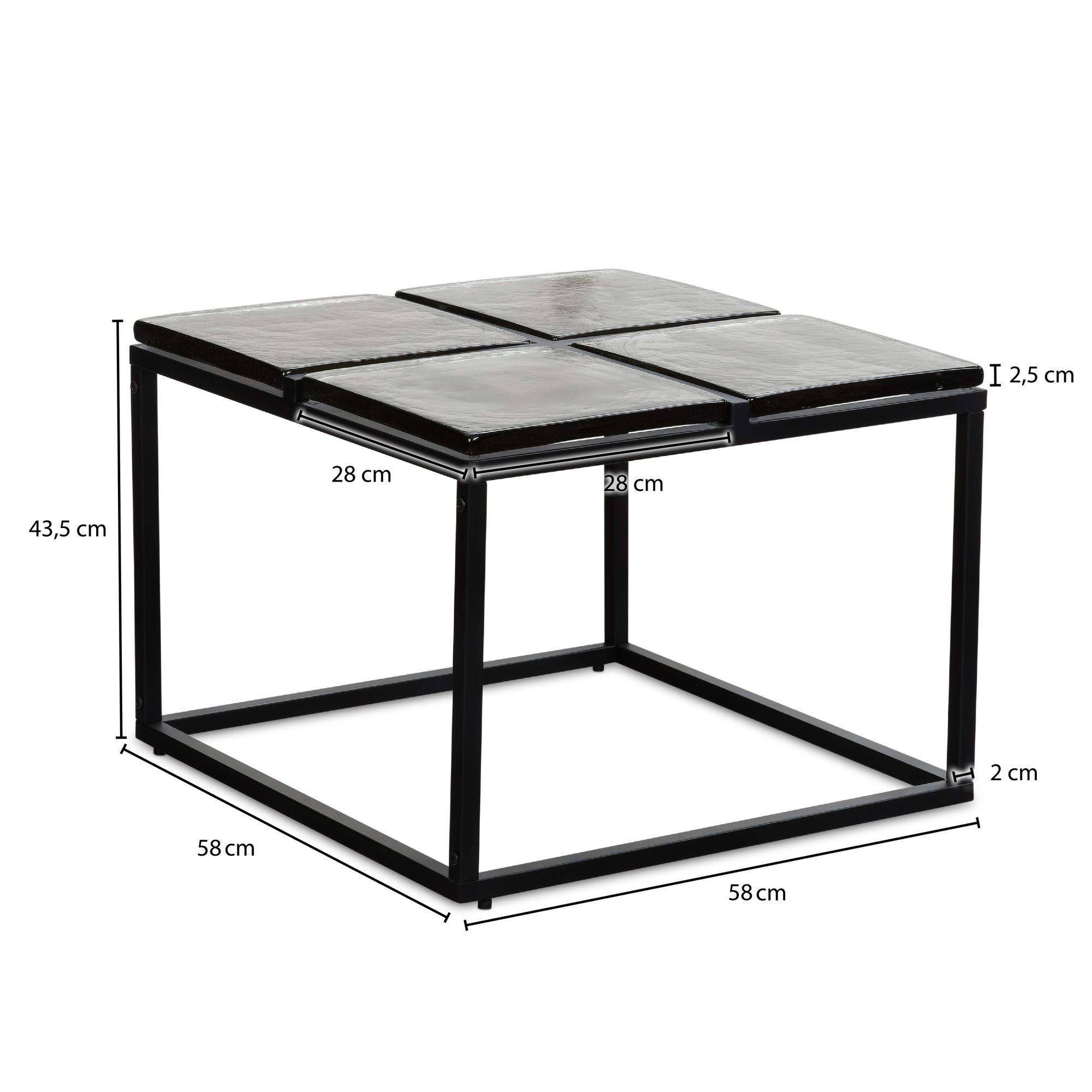 Couchtisch FineBuy Sofatisch Glas 58x58 cm Wohnzimmertisch Tisch Quadratisch