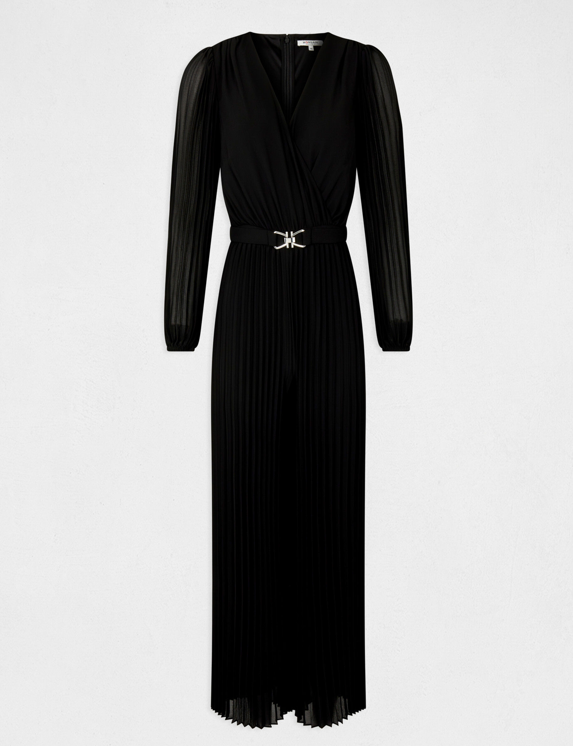 Combinaison jambes larges plissée noir femme - noir