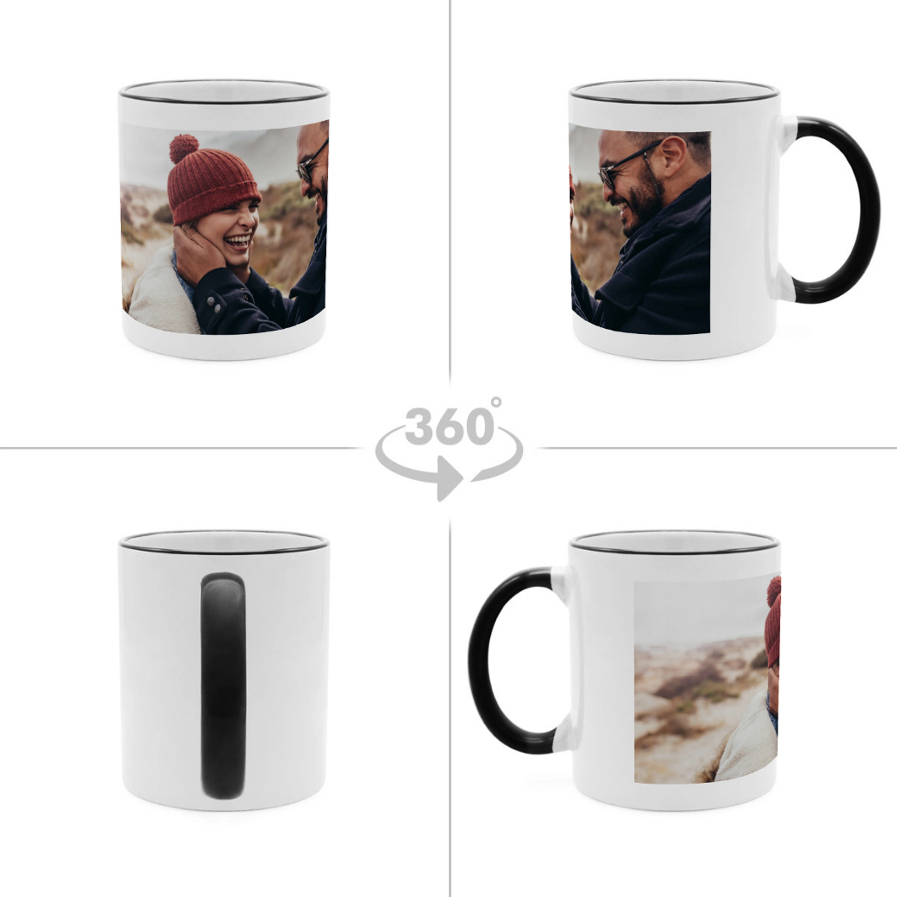 Kaffeebecher Color mit Foto selbst gestalten, 325 ml (Farbe: schwarz)
