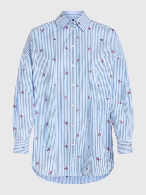 Camisa oversized com monograma listrado