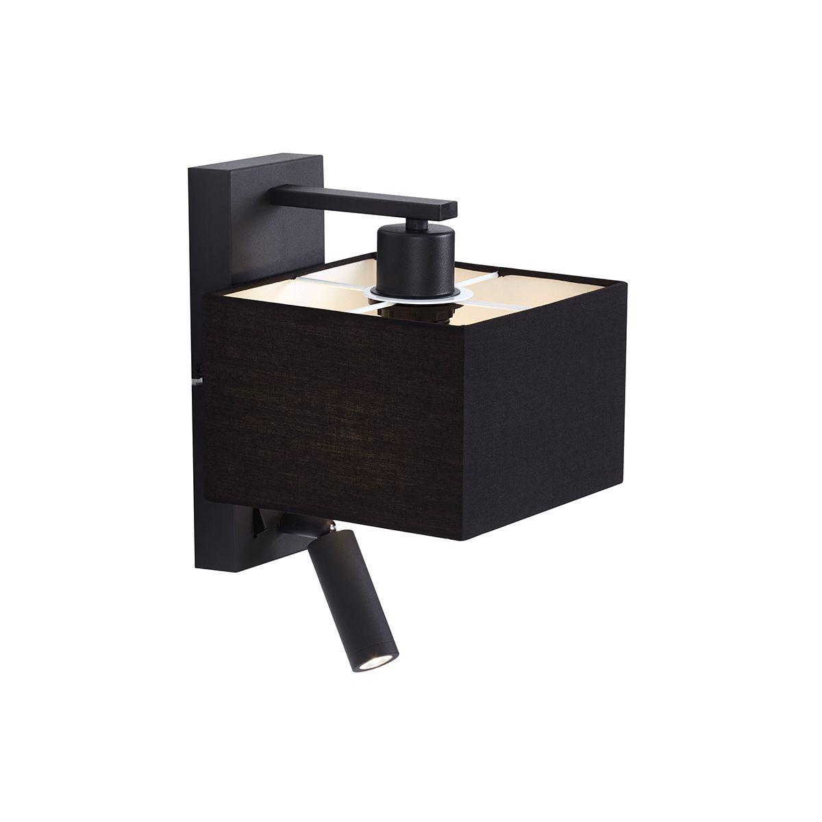 Moderne wandlamp zwart vierkant met leeslamp - Puglia