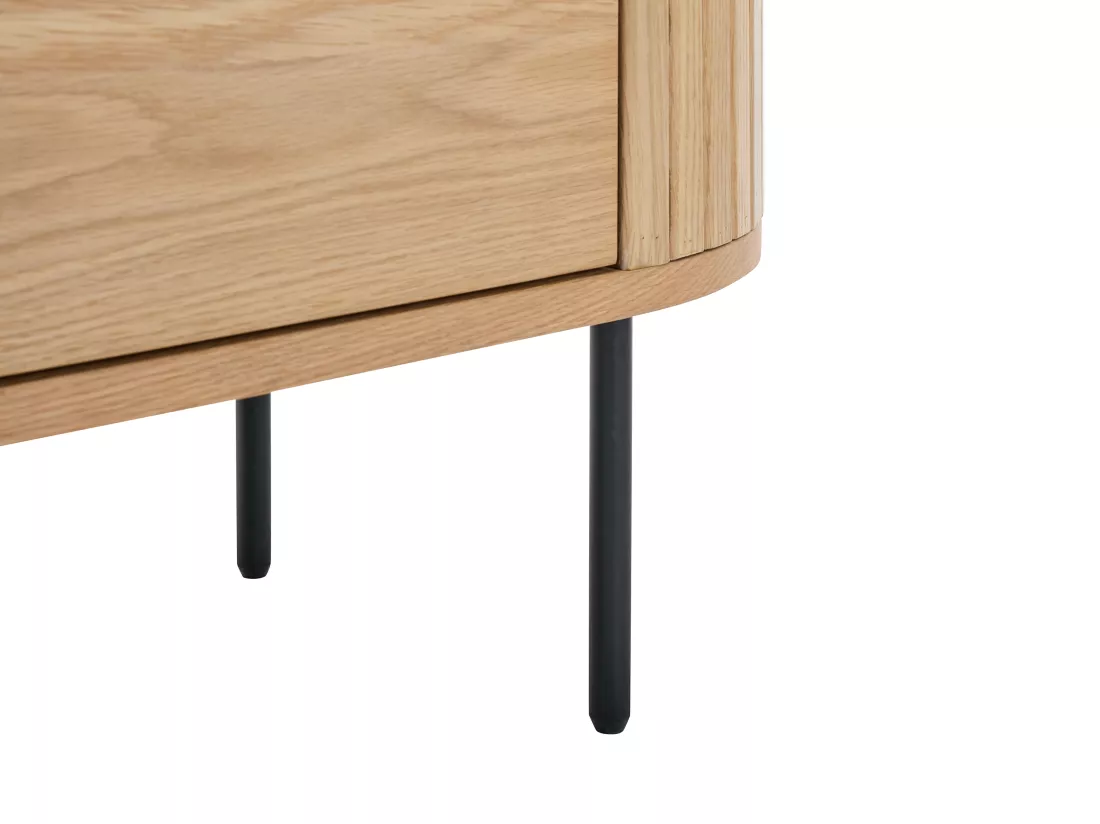 Buffet avec 3 portes placage chêne et métal - Naturel clair et Noir - CARDIONA