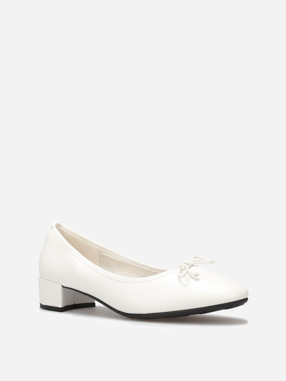 Ballerines à talon avec nœud- Blanc