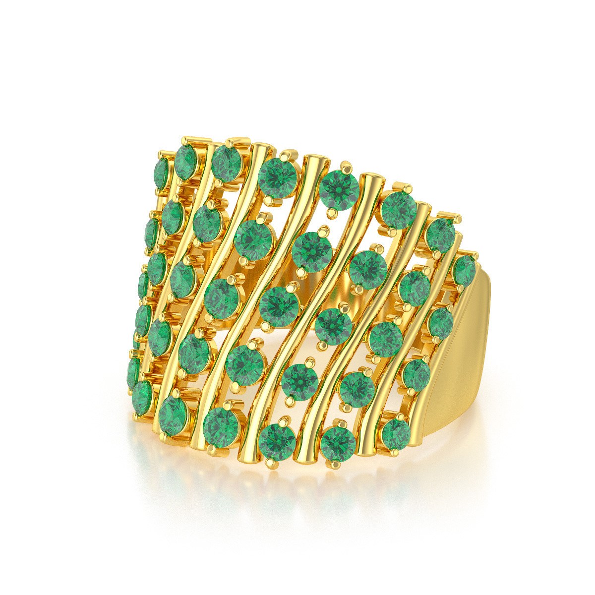 Bague ADEN Or 585 Jaune Emeraude 6.92grs