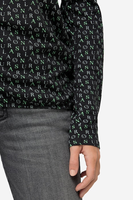 T-Shirt, allover Print, Rundhals, Langarm, OEKO-TEX