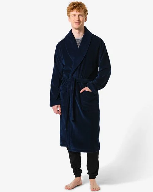 peignoir velours bleu foncé
