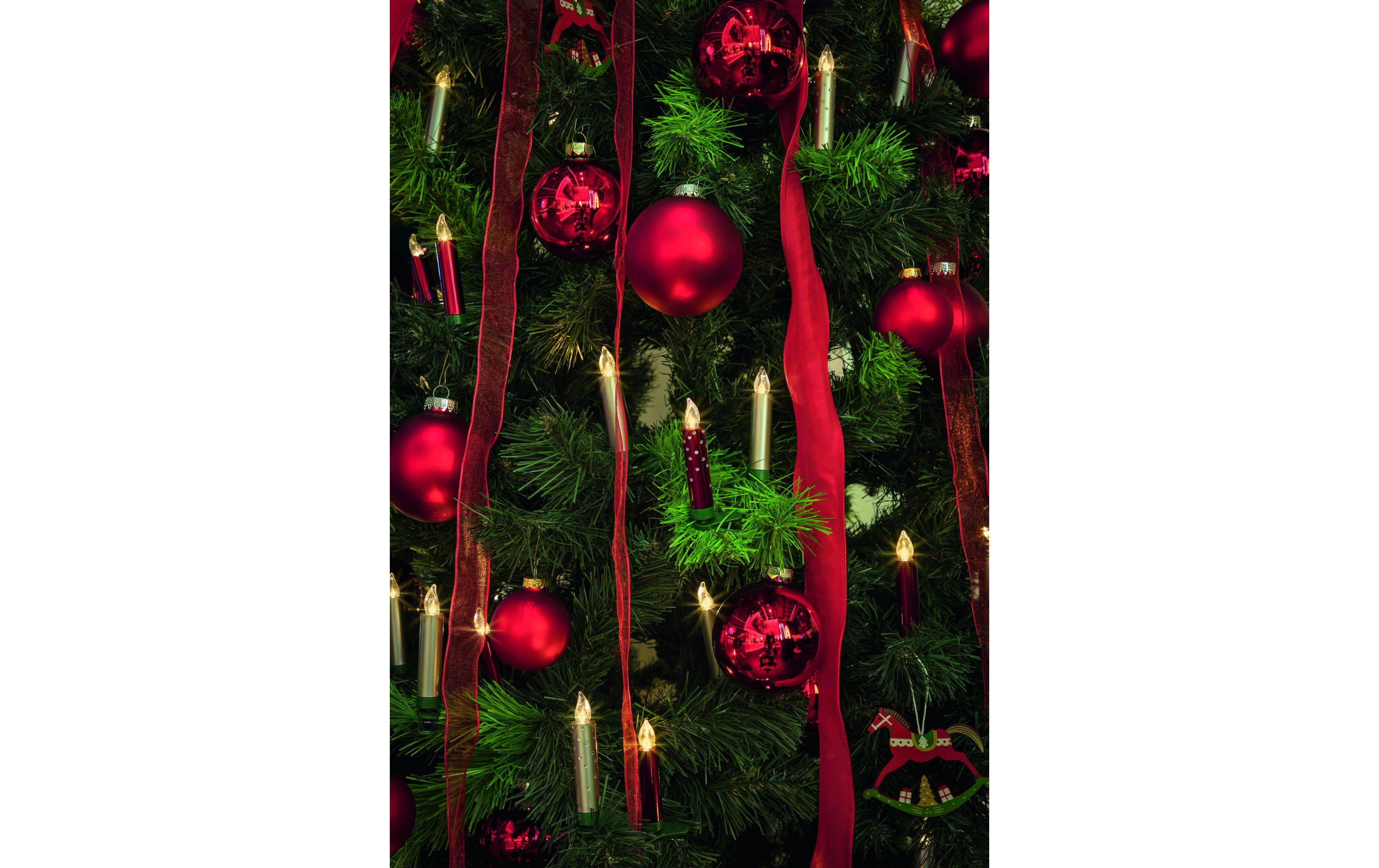 LED Baumkerze SuperLight Mini, Rot, 12er-Starter SetLED Christbaumkerze mit Fernbedienung