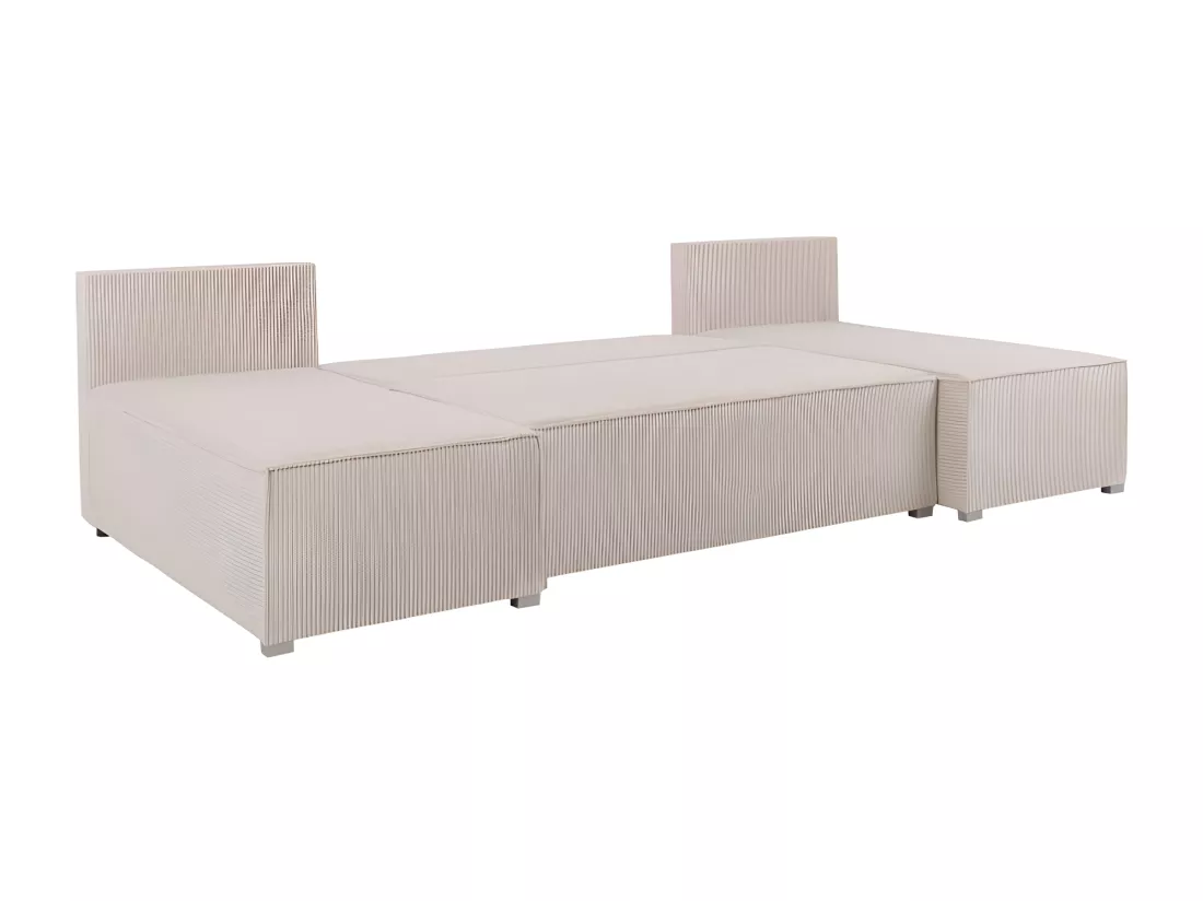 Canapé panoramique convertible ANALI en velours côtelé beige