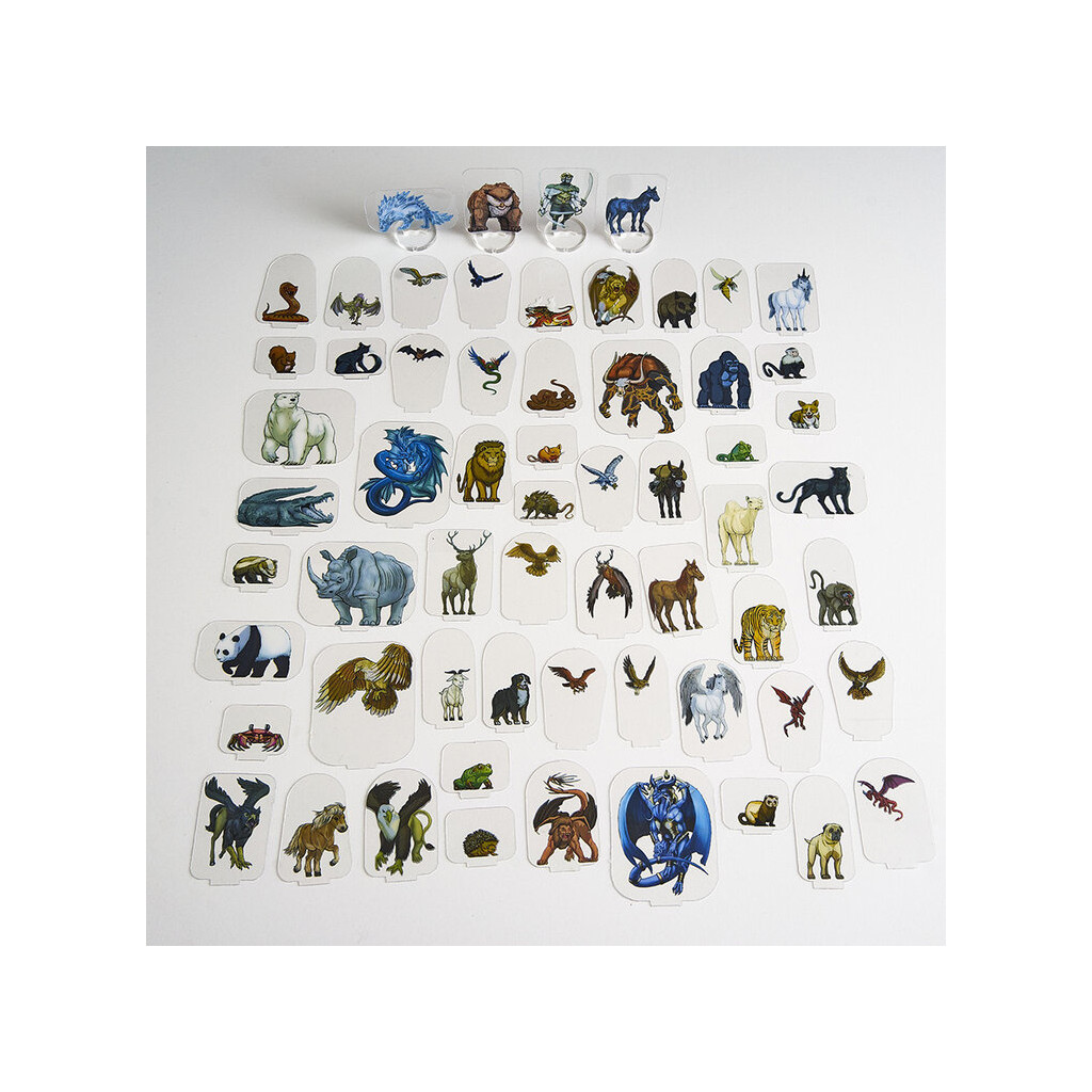 Flat Plastic Miniatures - Animals and Familiars - 62 Pieces