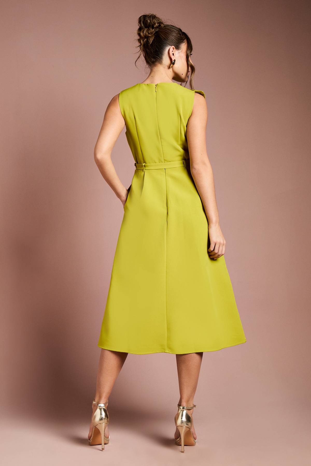 Coast Robe Midi en Crêpe Ceinturée avec Détail Nœud