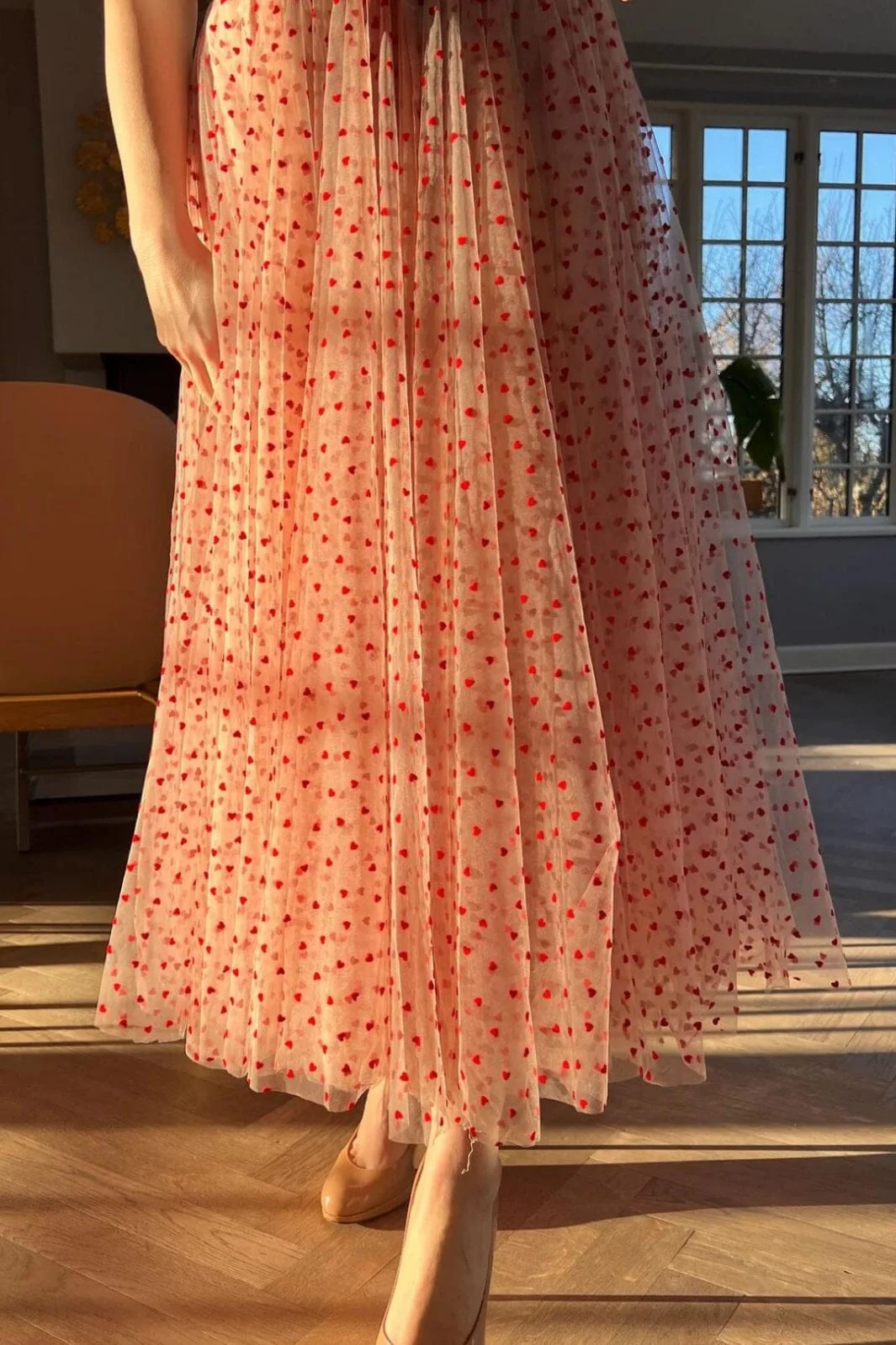 EMM Copenhagen Daisy Skirt pink w red hearts