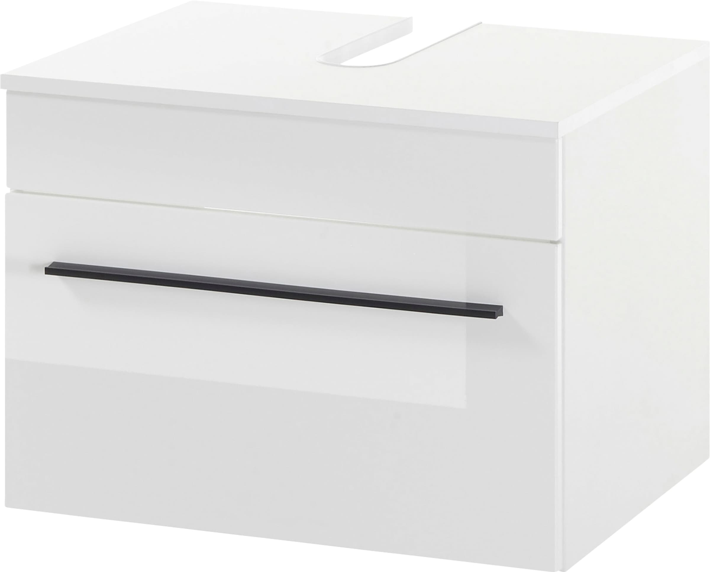 INOSIGN Waschbeckenunterschrank »Cantara, Badschrank in Hochglanz Weiss, Waschtisch« mit schwarzem Griff, ausreichend Stauraum