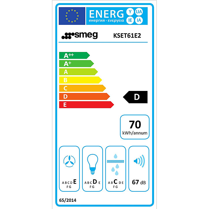 Hotte tiroir encastrable Universel L. 60 cm KSET61E2 Smeg inox