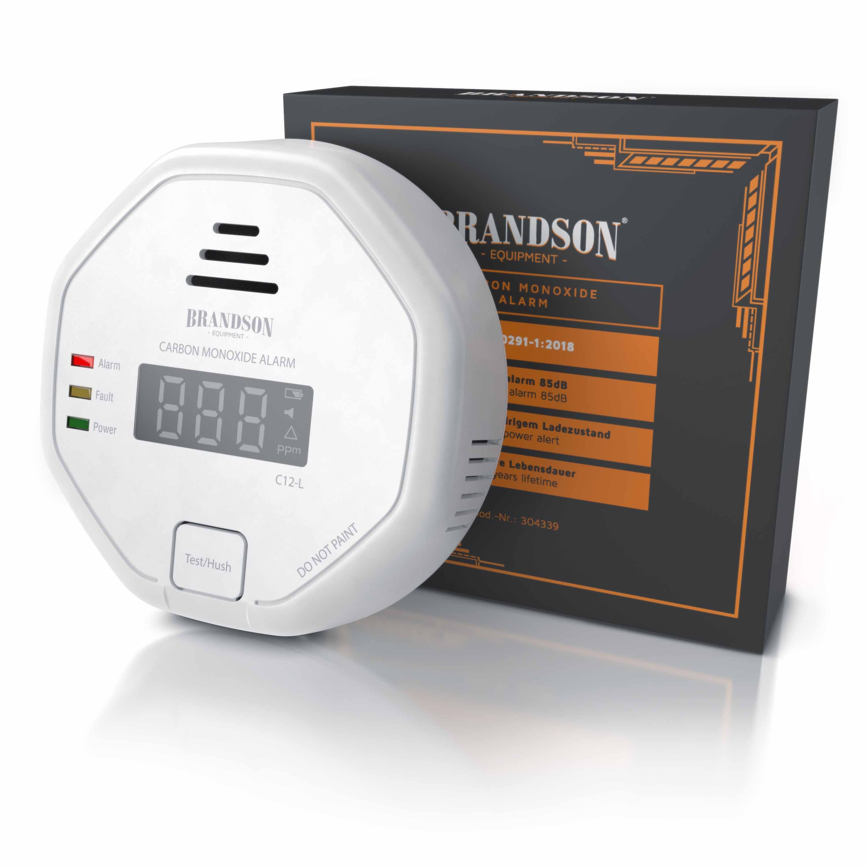 Brandson Kohlenmonoxid Melder mit LCD Display CO Alarm mit 85 dB - Batteriebetrieben