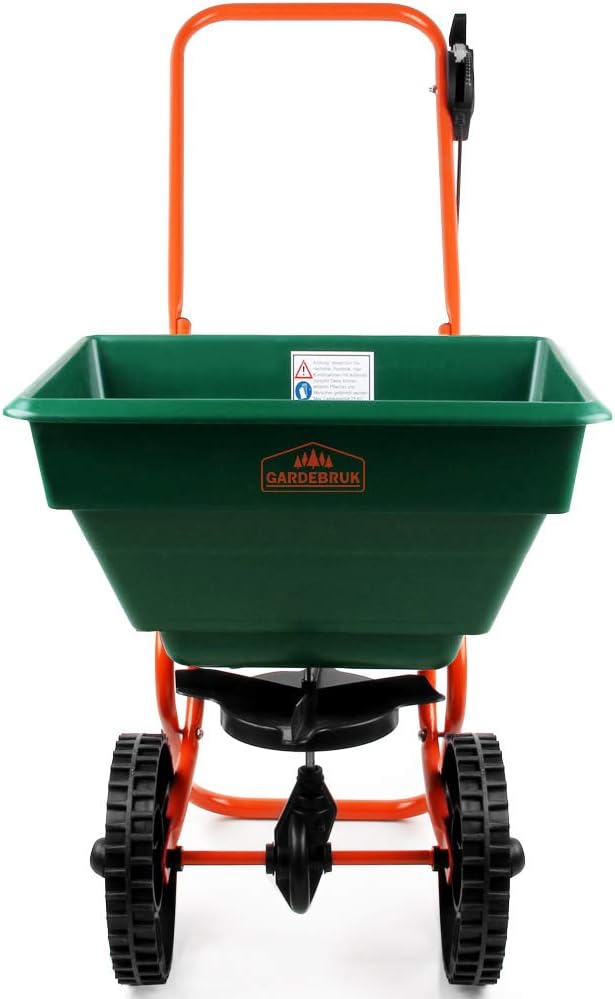 GARDEBRUK® Streuwagen 25L Streumenge einstellbar große Räder Saatgutstreuer Düngerstreuer für Salz Dünger Rasen Split Saatgut