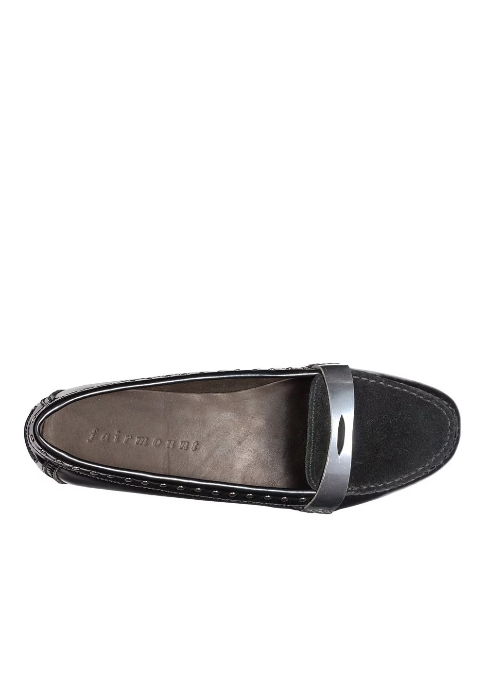R ROUND MOC CUIR VELOURS NOIR SILVER NAILS