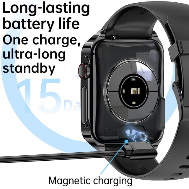 Smartwatch med EKG-hjerteovervågning/Bluetooth-opkald/Bluetooth-musik Sort