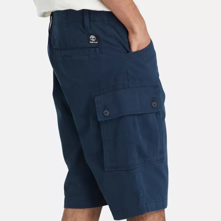 Short cargo en sergé pour homme en bleu marine