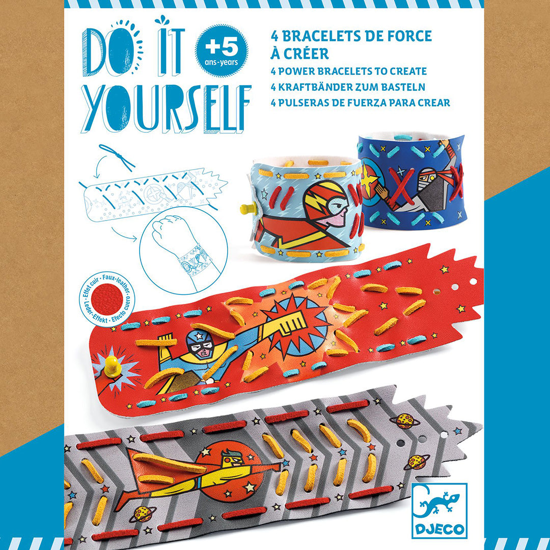 Djeco knutselset diy superheld armband - 4st