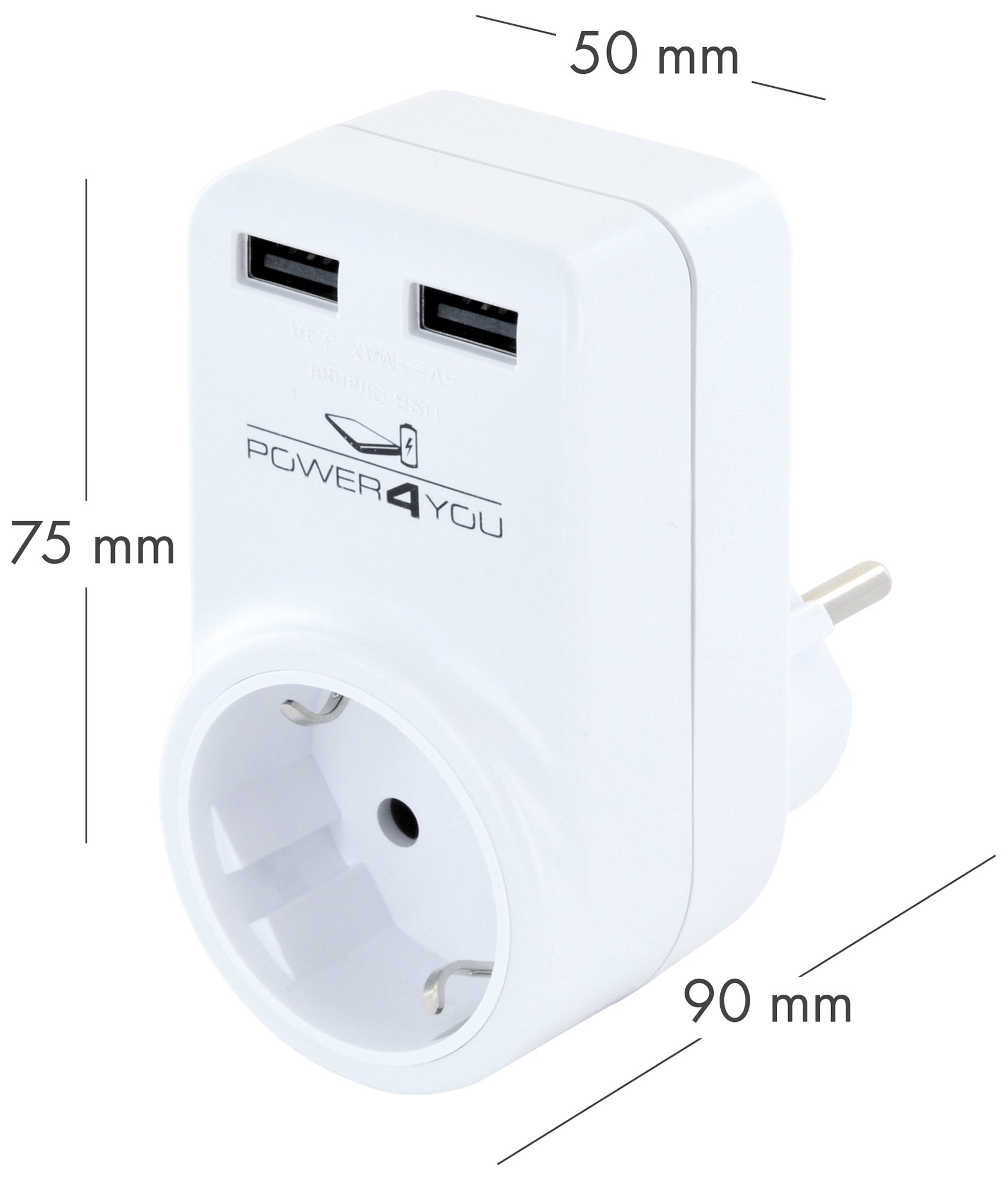 Schwaiger 230 volt draaibare USB laadadapter
