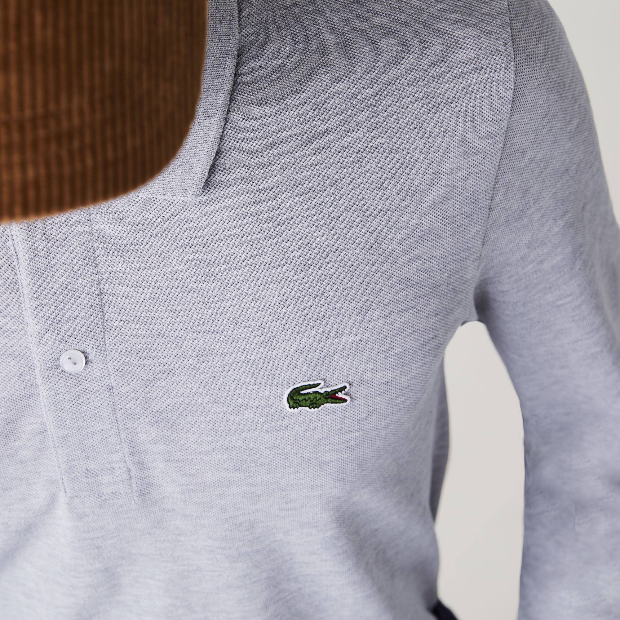 LACOSTE Slim Fit Herren-Poloshirt aus Petit Piqué Lange Ärmel - Grau - Lacoste - Herren