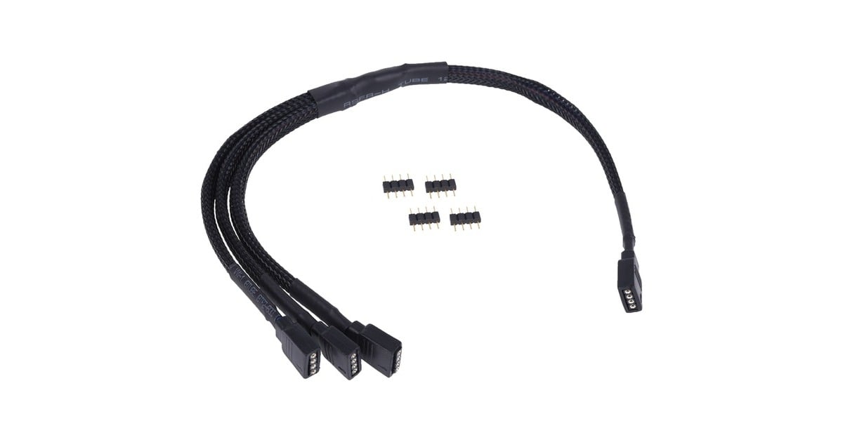 AlphacoolY-Kabel RGB 4polig > 3x 4polig splitterkabel  (Zwart, 30cm)