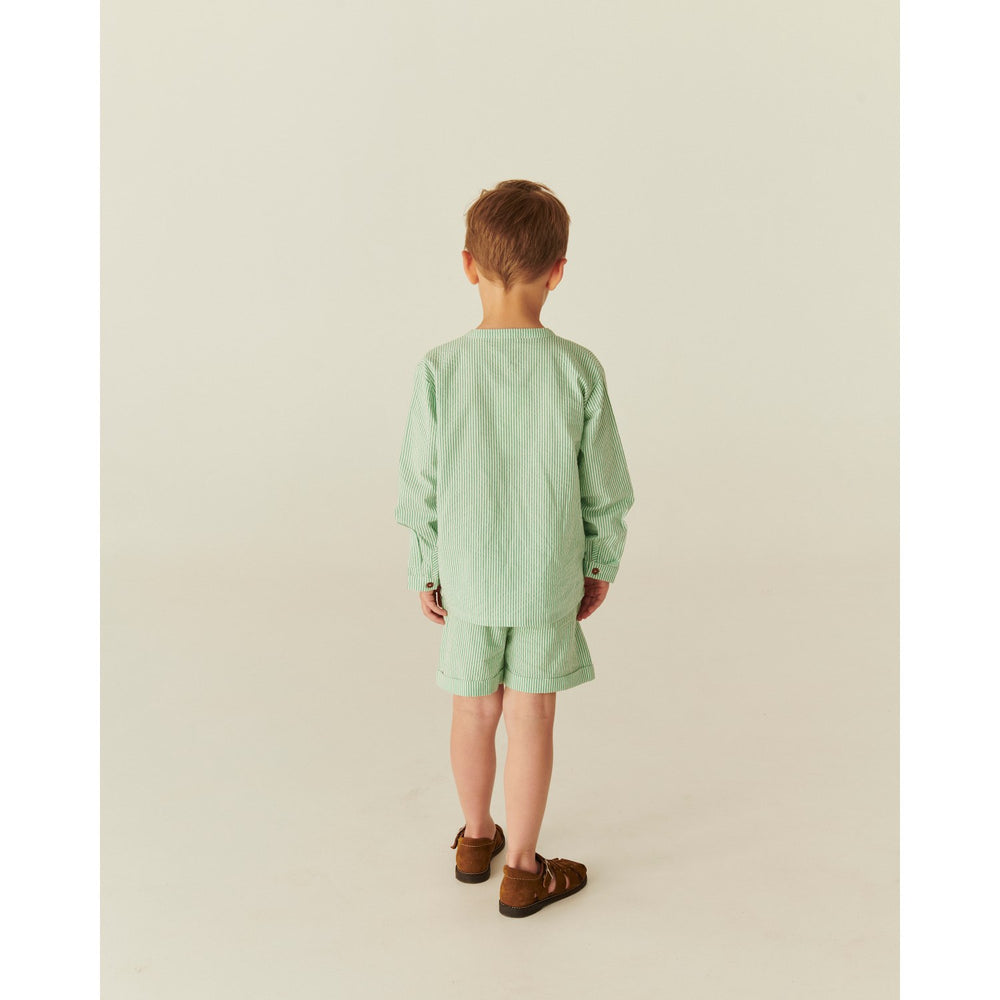 Køb COPENHAGEN COLORS Sharp Green W Cream Stripe Seersucker Shorts Sporty