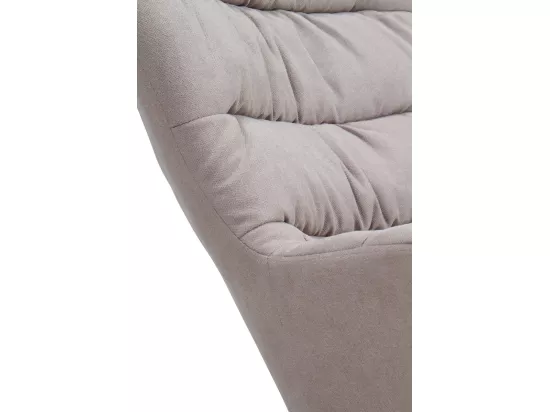 Fauteuil à bascule en beige, pieds en métal et piétement luge en hêtre