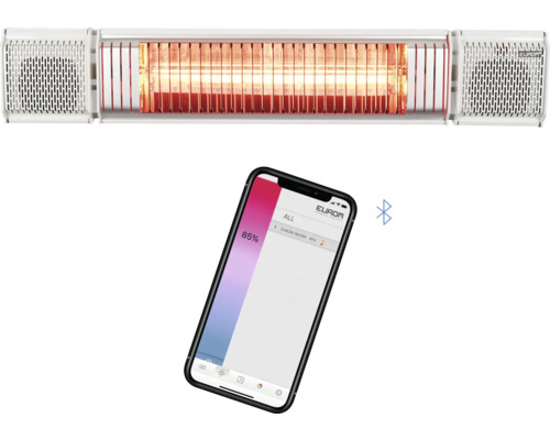 Eurom Heat&Beat terrasverwarmer, wit, 2000 watt, IP 65 (stofdicht en beschermd tegen waterstralen)