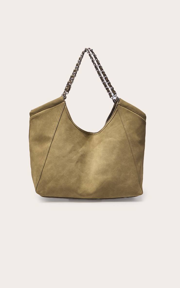 Kaki Sac Cabas Slouchy En Faux Suède Synthétique
