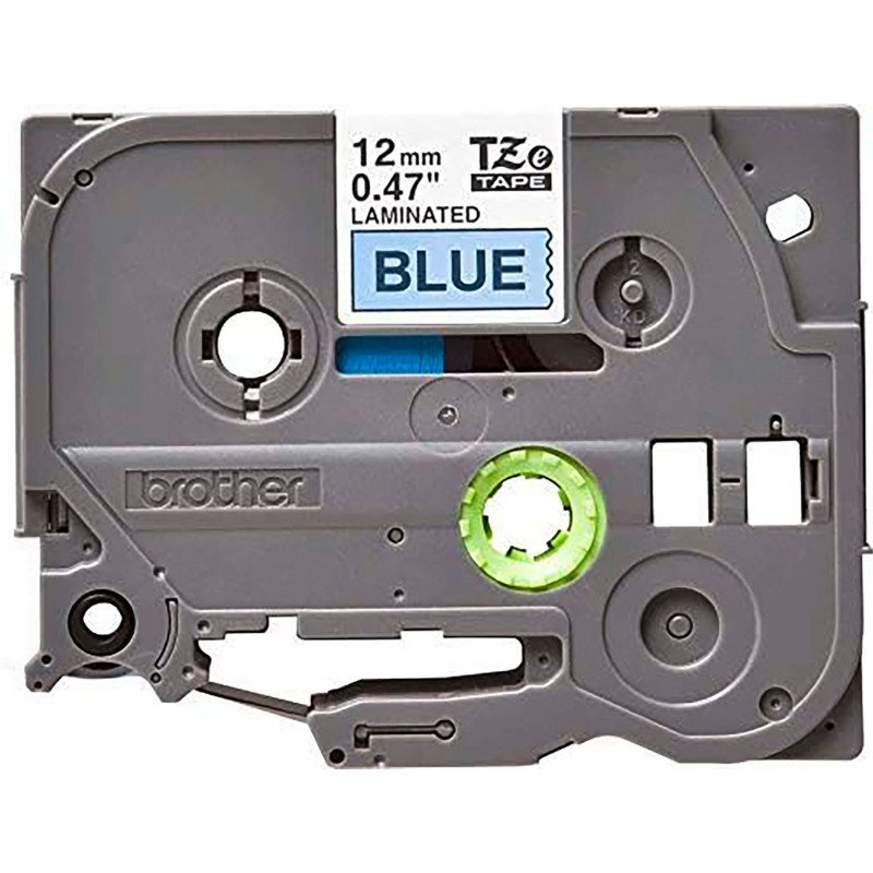 Ruban laminé Brother 12 mm TZE 531 bleu écriture noire