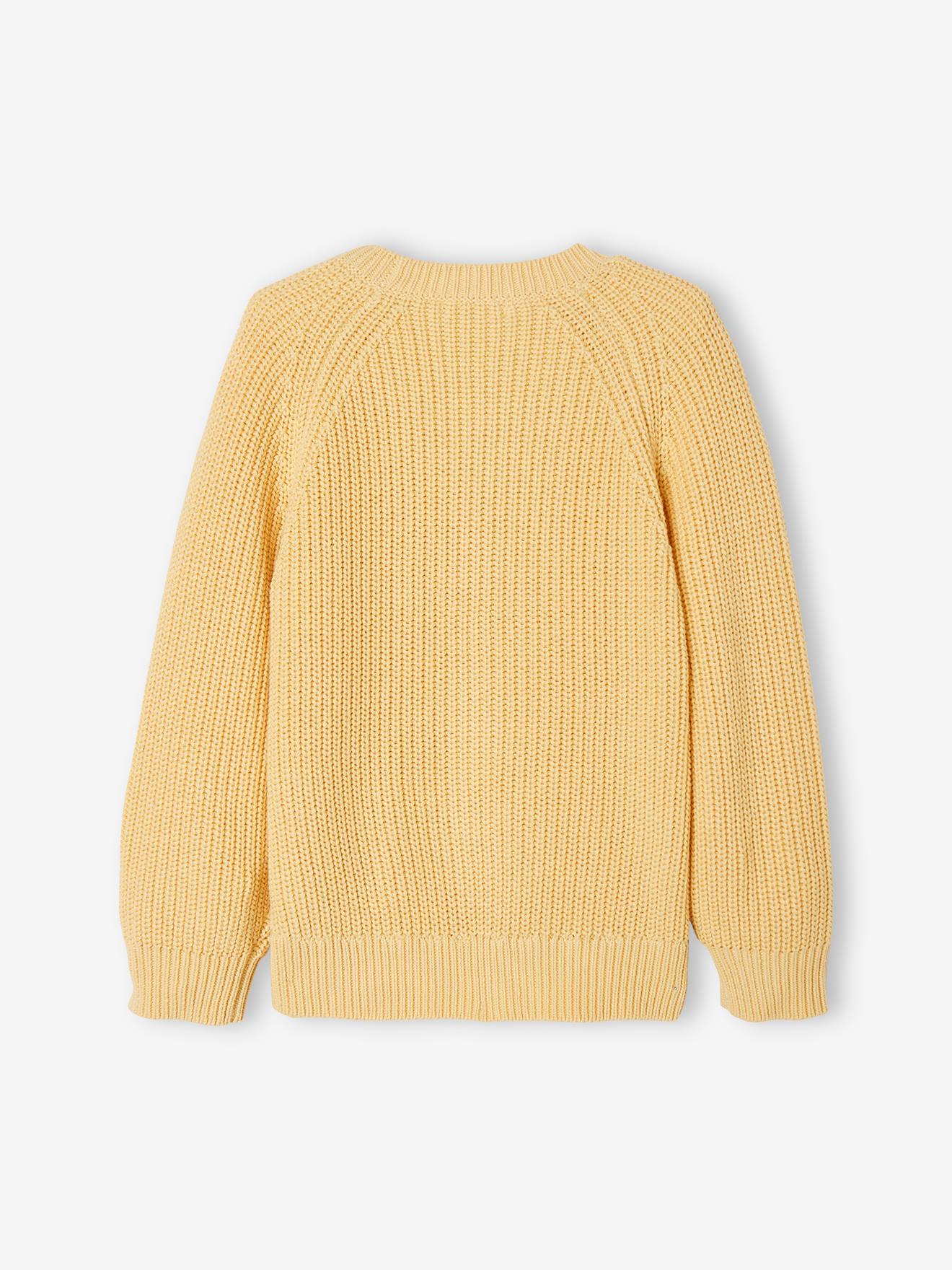 Casaquinho de tricô perolado amarelo claro para meninas