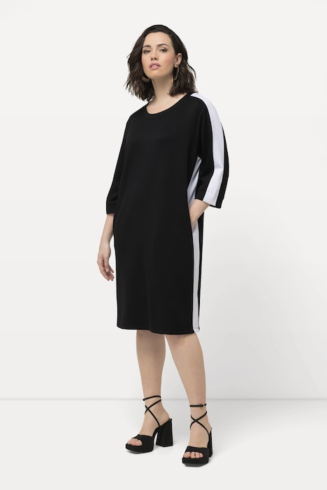 Jerseykleid, Schmuckstreifen, U-Boot-Ausschnitt, 3/4-Arm