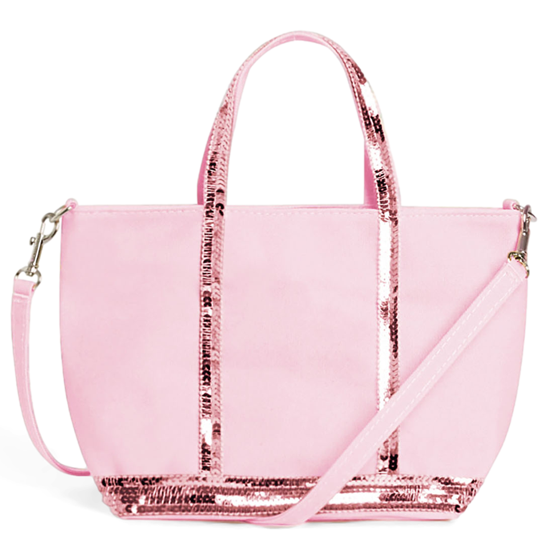 Mini cabas XS à sequins en toile de coton | Rose
