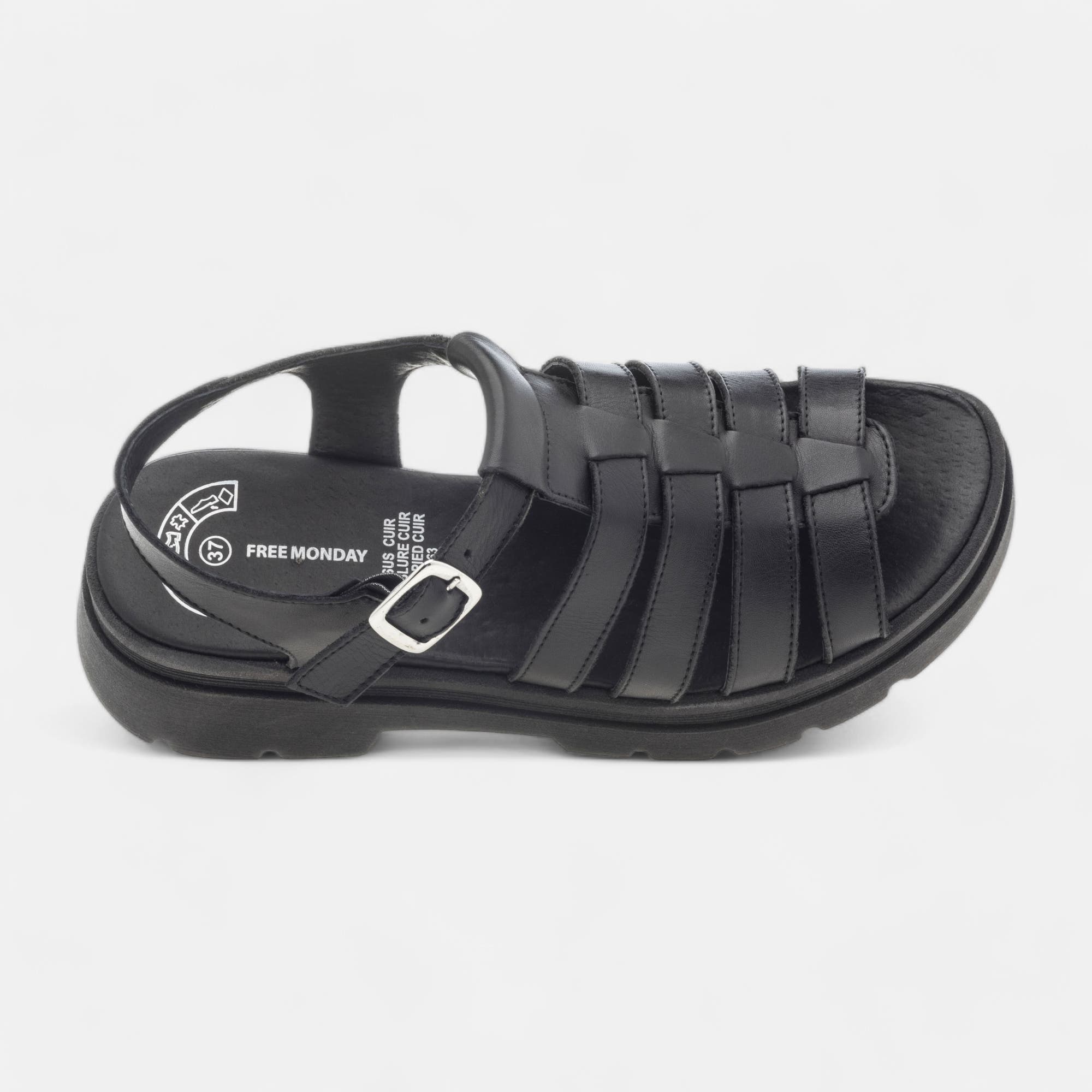 Sandales Femme en cuir noir