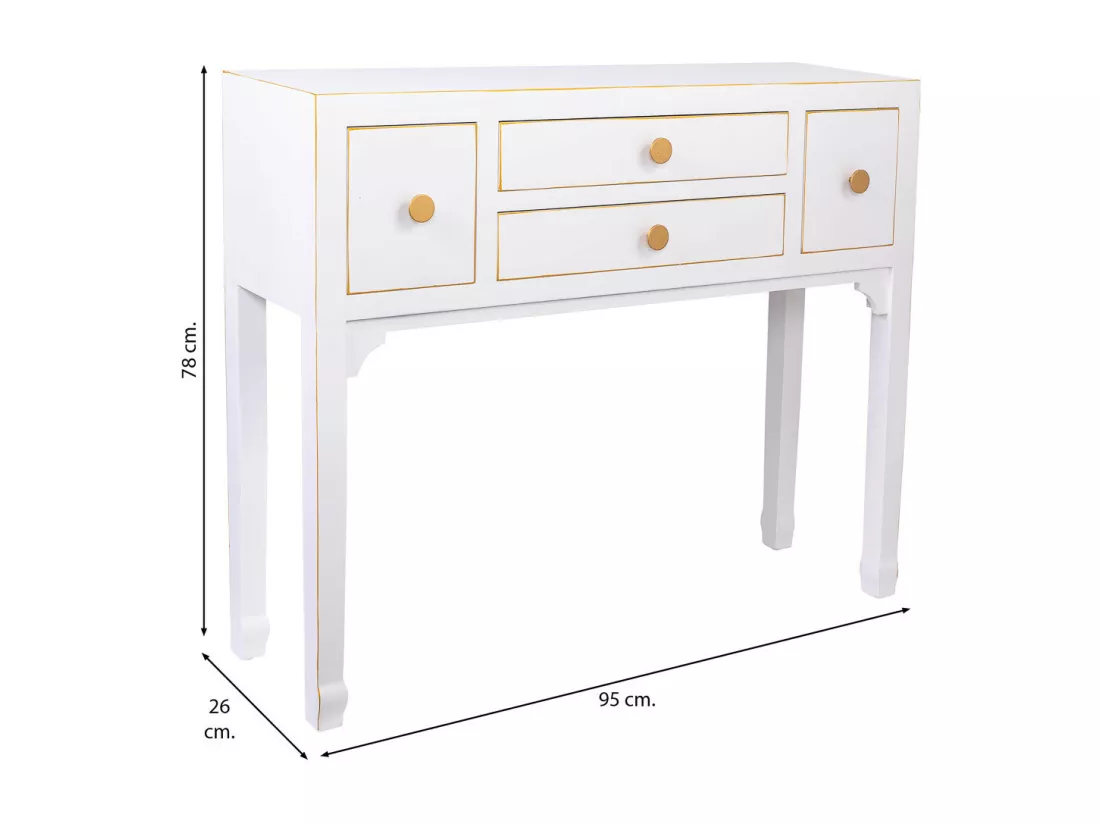 Récepteur en bois avec 4 tiroirs 95x26x78