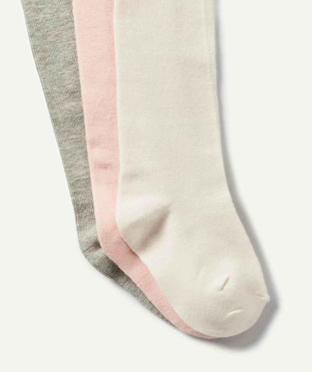LES 3 PAIRES DE COLLANTS ÉCRU, ROSE ET GRIS