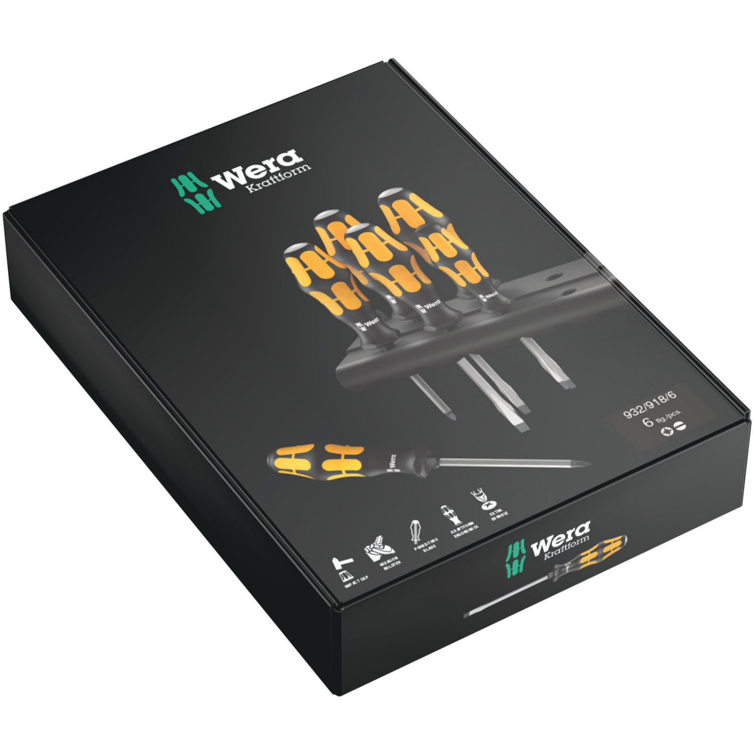 Wera 05018287001 6 delige Kraftform Plus Schroevendraaierset met slagkop - S/PZ
