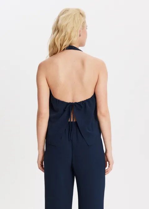 Halter top met gekreukt detail blauw (BLW.D)